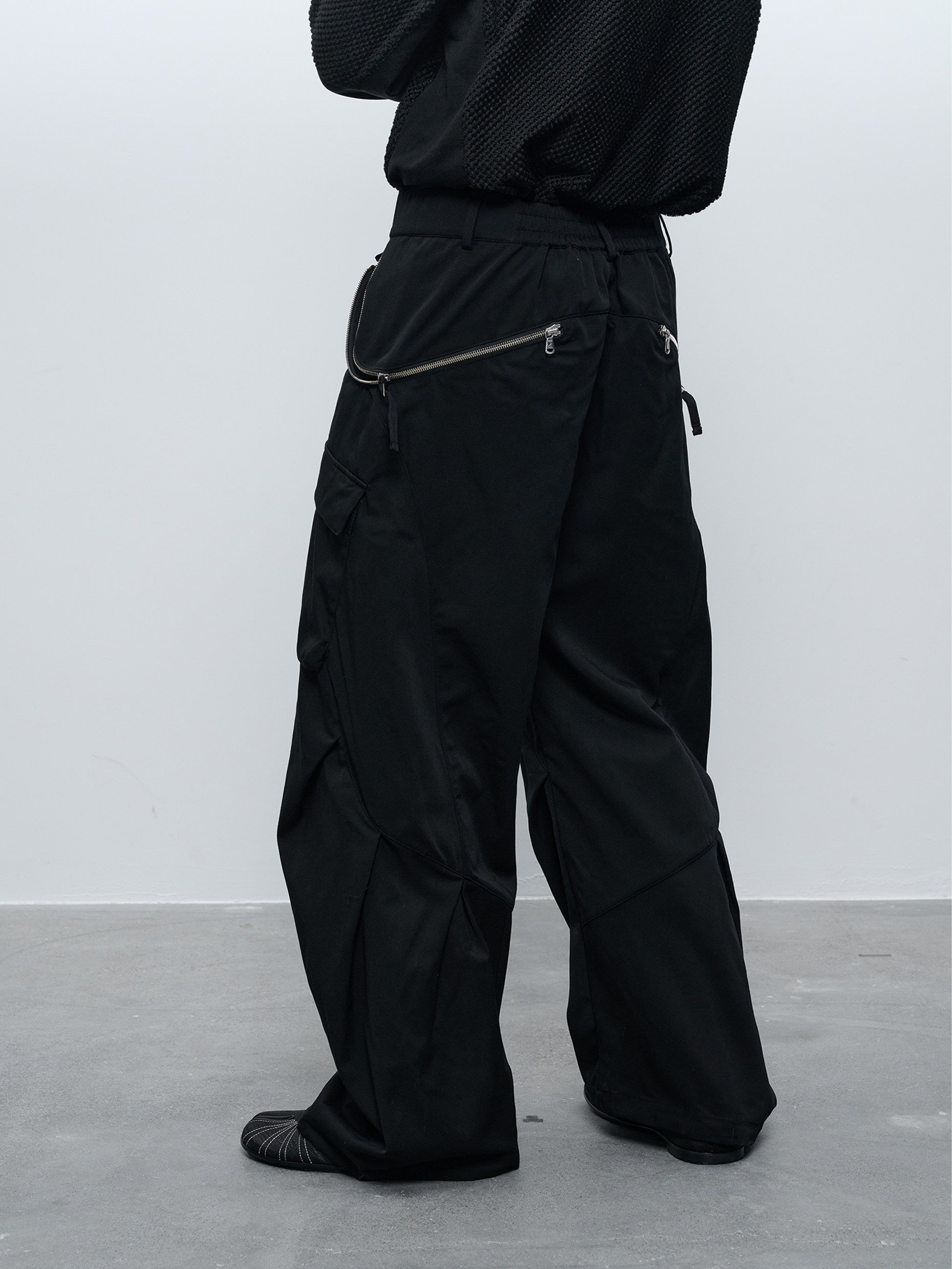 "Surprise Dream" Wool Blend Protective Finishing Pleated Wide-Leg Pants P43 "Erosion Gear"