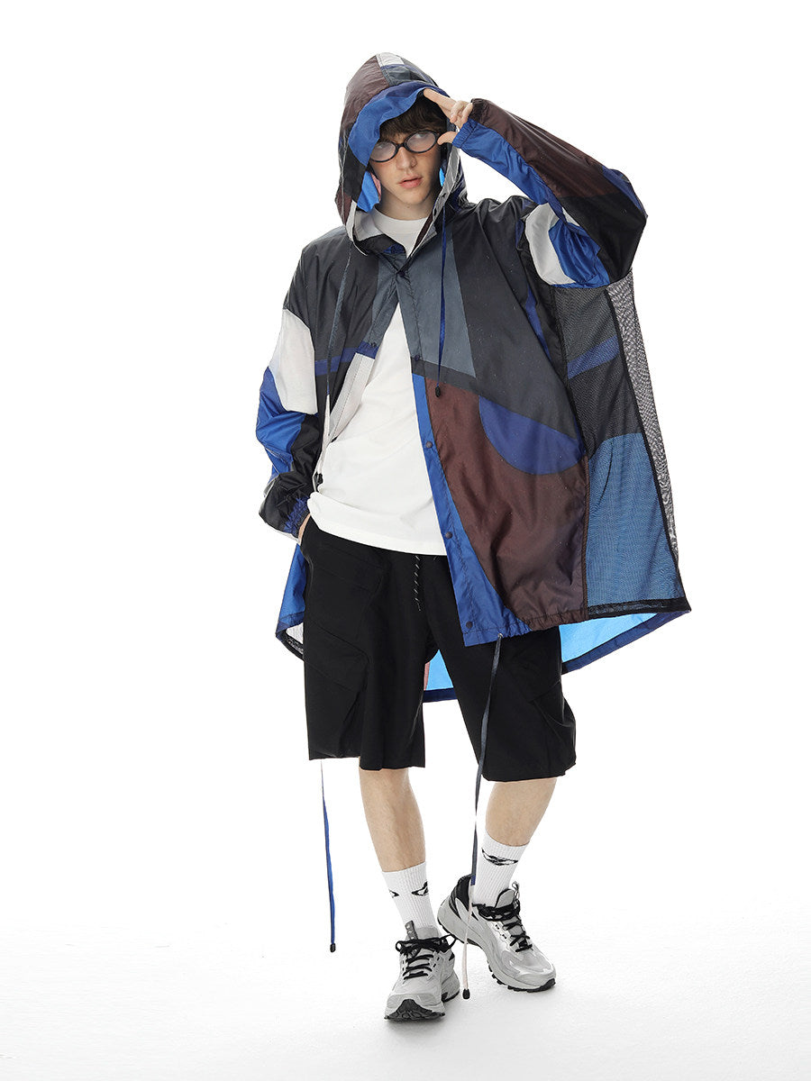 IXOH Summer Mid-length Striped Sunscreen Jacket Men's Ice Silk 2025 New Thin Sunscreen Jacket Jacket Trendy Brand