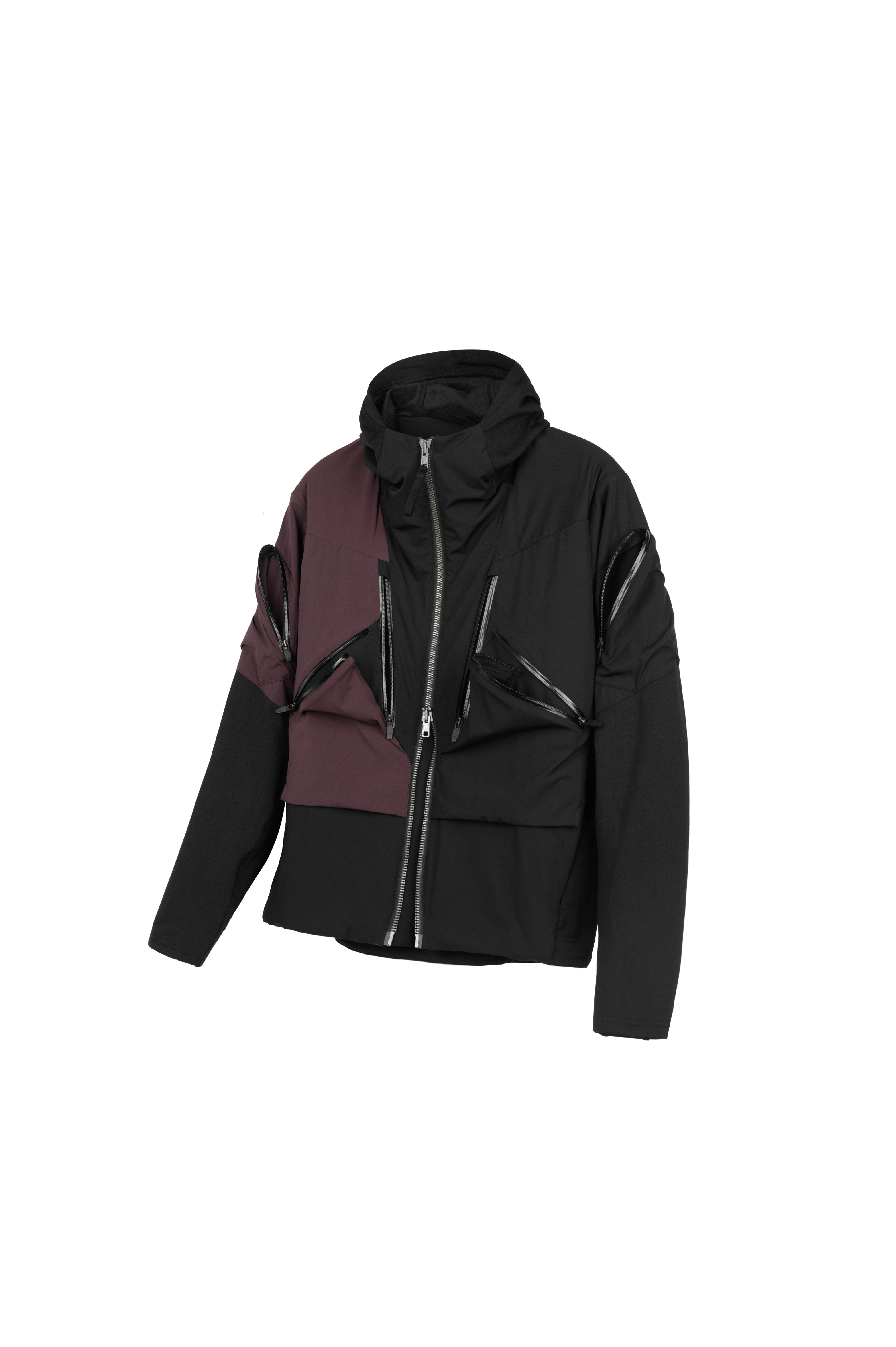 "Surprise" contrasting material patchwork OCTA lightweight pocket matrix hooded jacket J63 "erosion equipment"