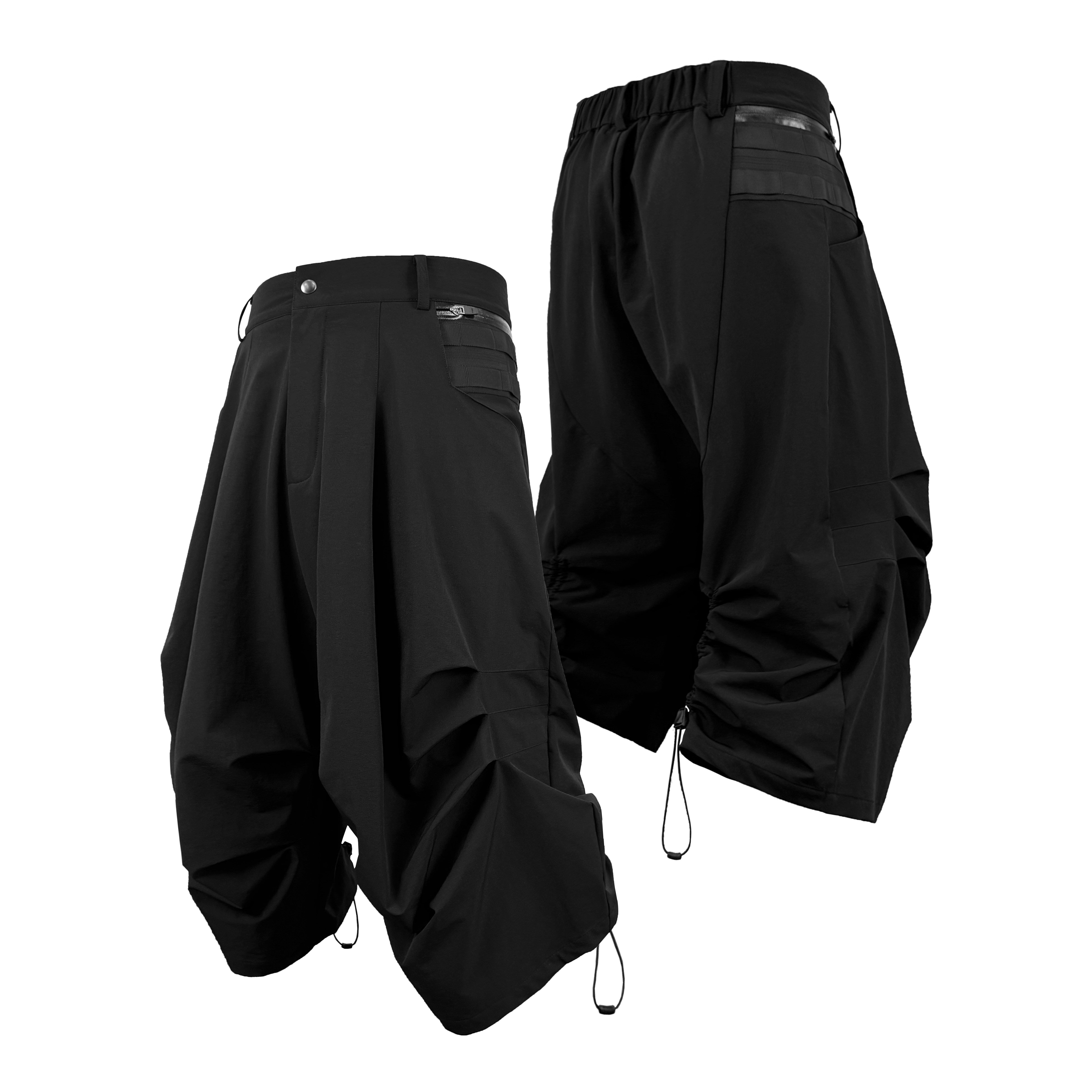 SENTNLTECH wide-leg adjustable samurai pants with loose deconstruction function 8/10 pants stackable pleated silhouette curved blade pants