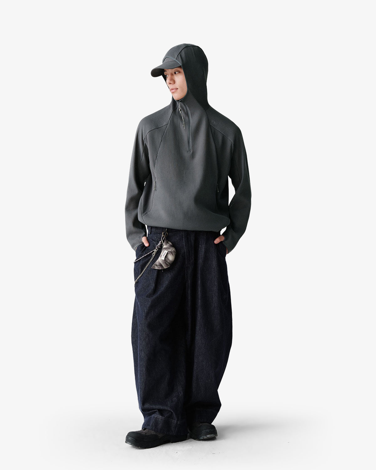 Waffle Hooded Breathable Sweatshirt