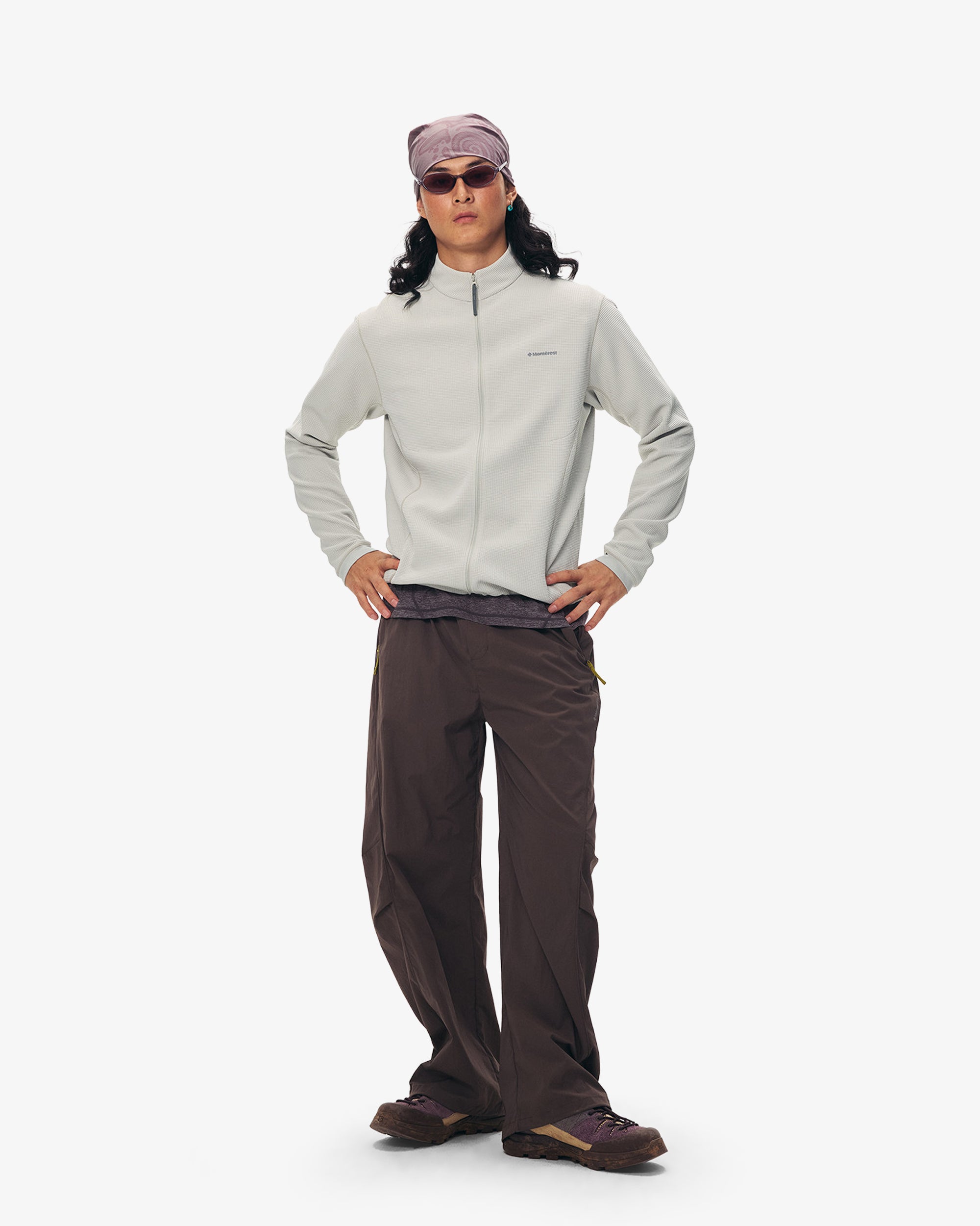 Waffle Grid Fleece Hiking Track Jacket