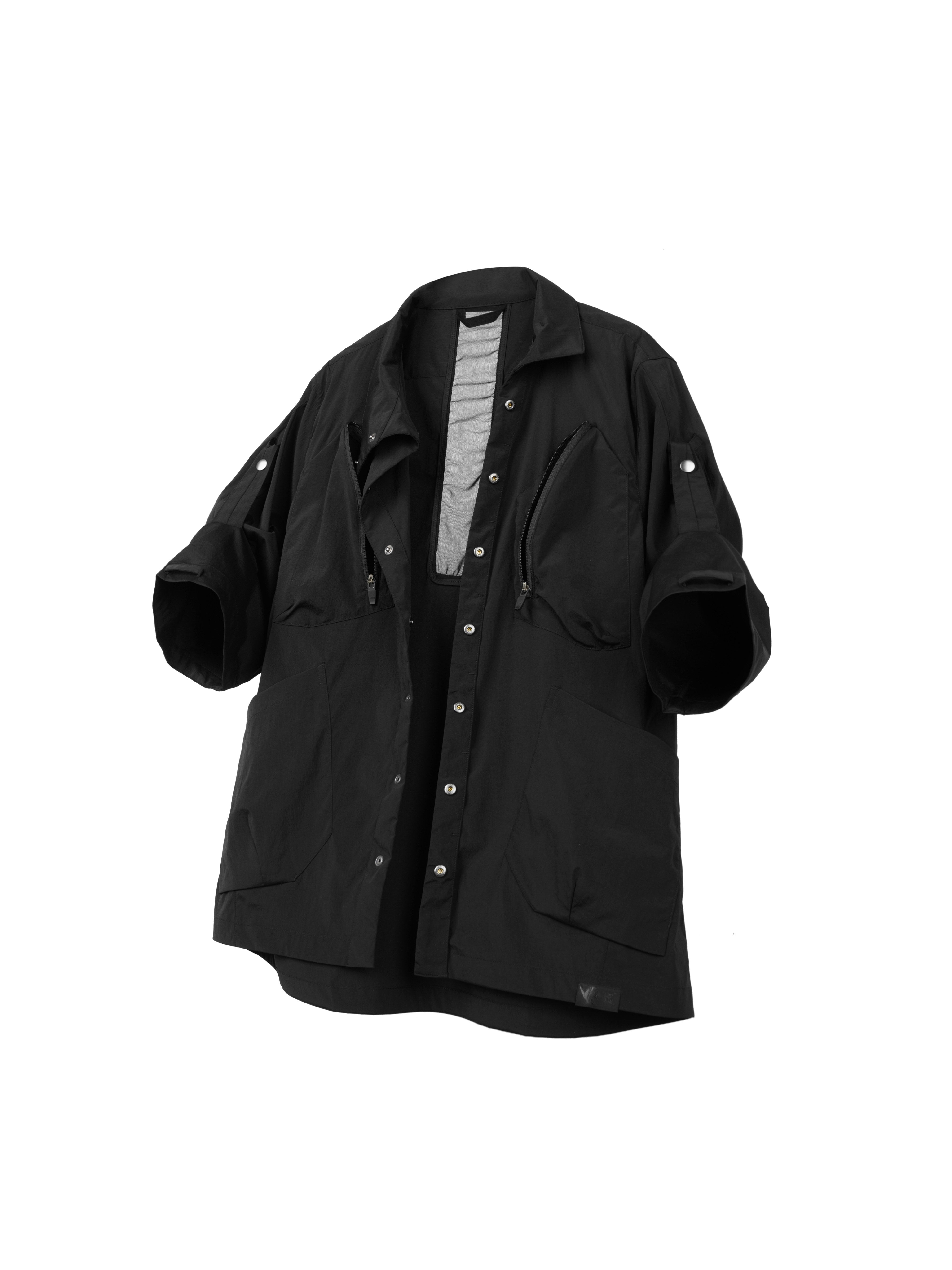 "Thief" Left Diagonal Collar 4 Snap Button Medium Sleeve Quick Dry Shirt J24E-BK "Erosion Equipment"