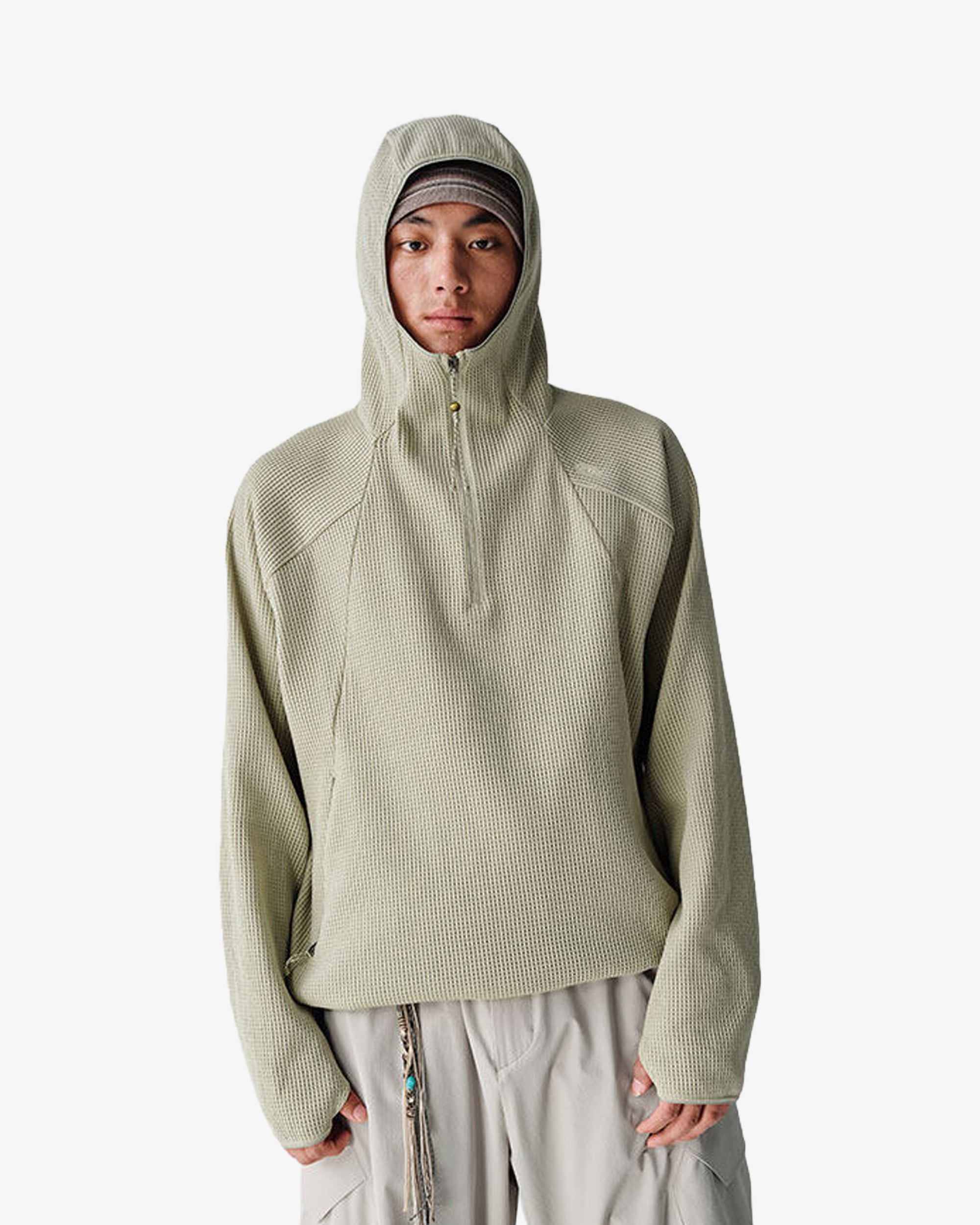 Waffle Hooded Breathable Sweatshirt