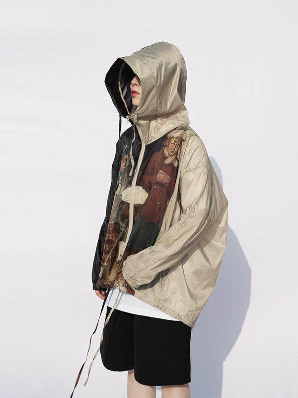 Ice silk sunscreen clothing, men's summer trendy storm jacket, thin jacket, outdoor fishing sunscreen, large size skin clothing