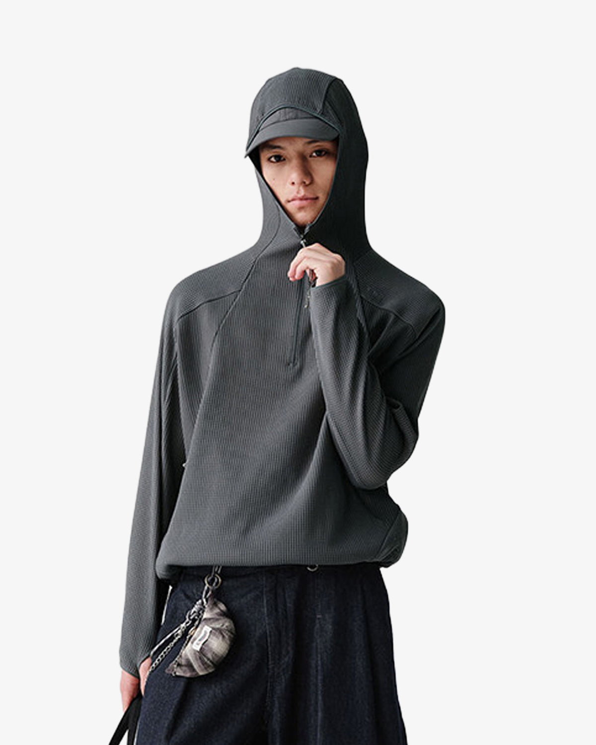 Waffle Hooded Breathable Sweatshirt
