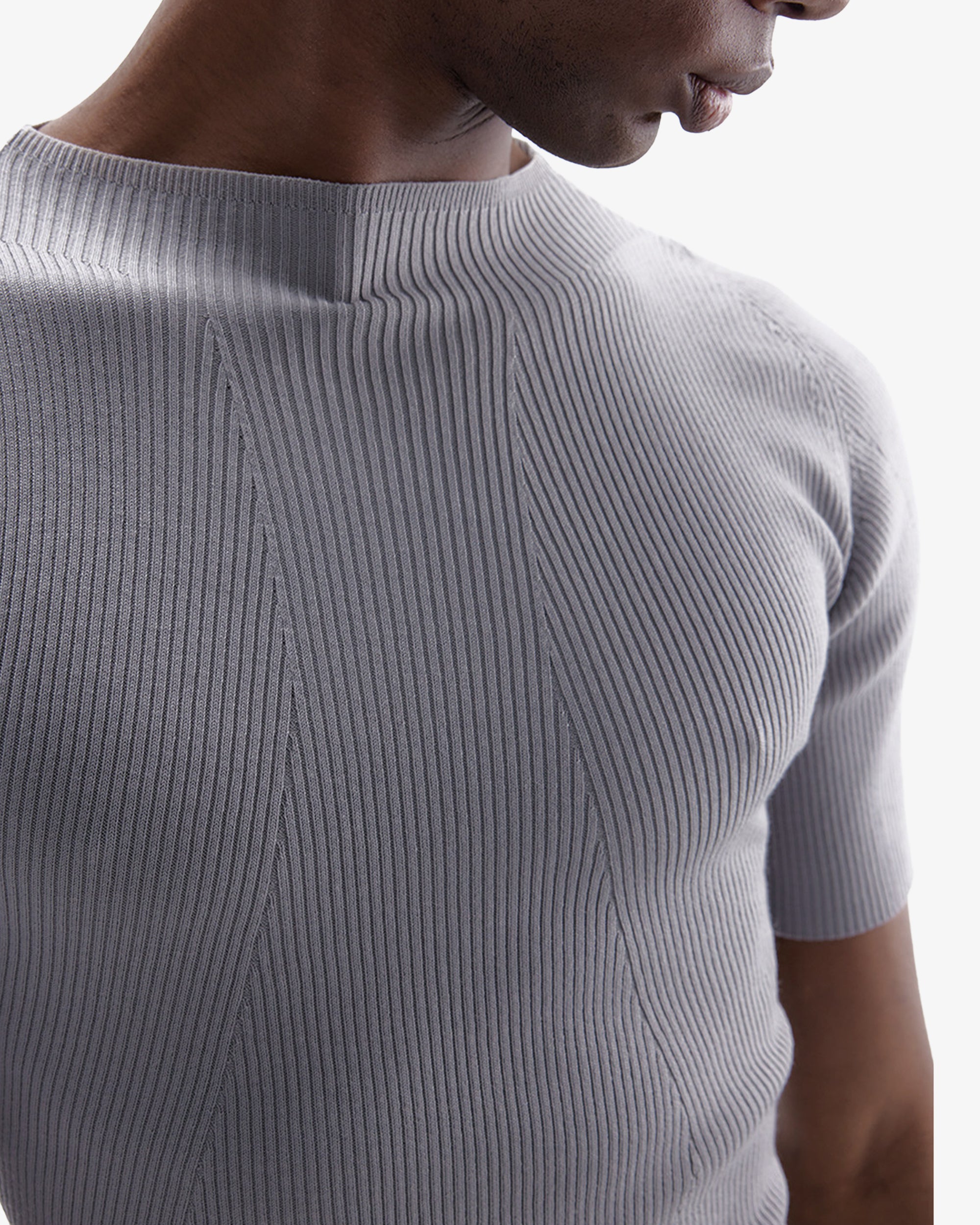 Cropped Textured 3D Knit Knitted Shirt