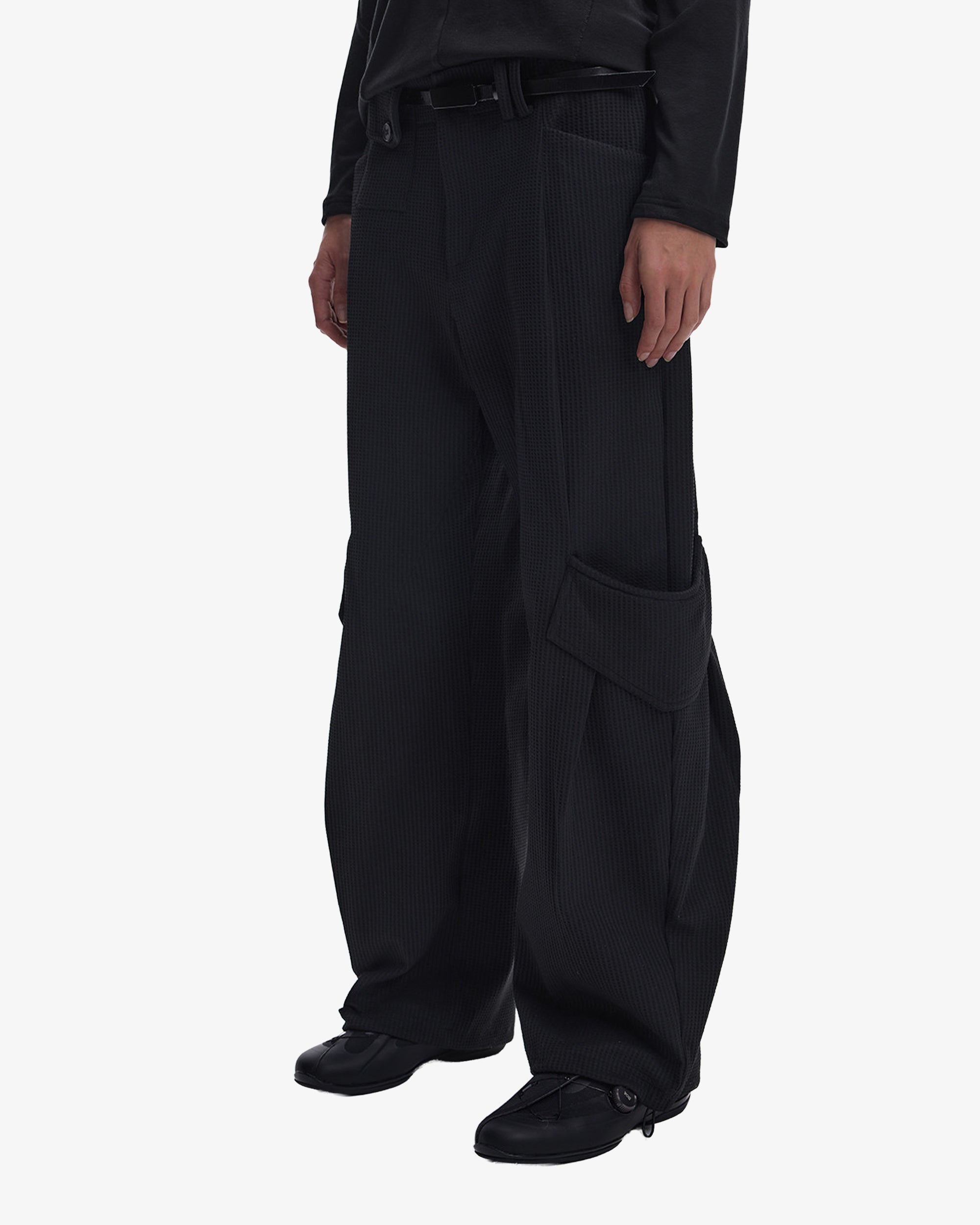 Waffle Textured Futuristic Stretch Cargo Pants