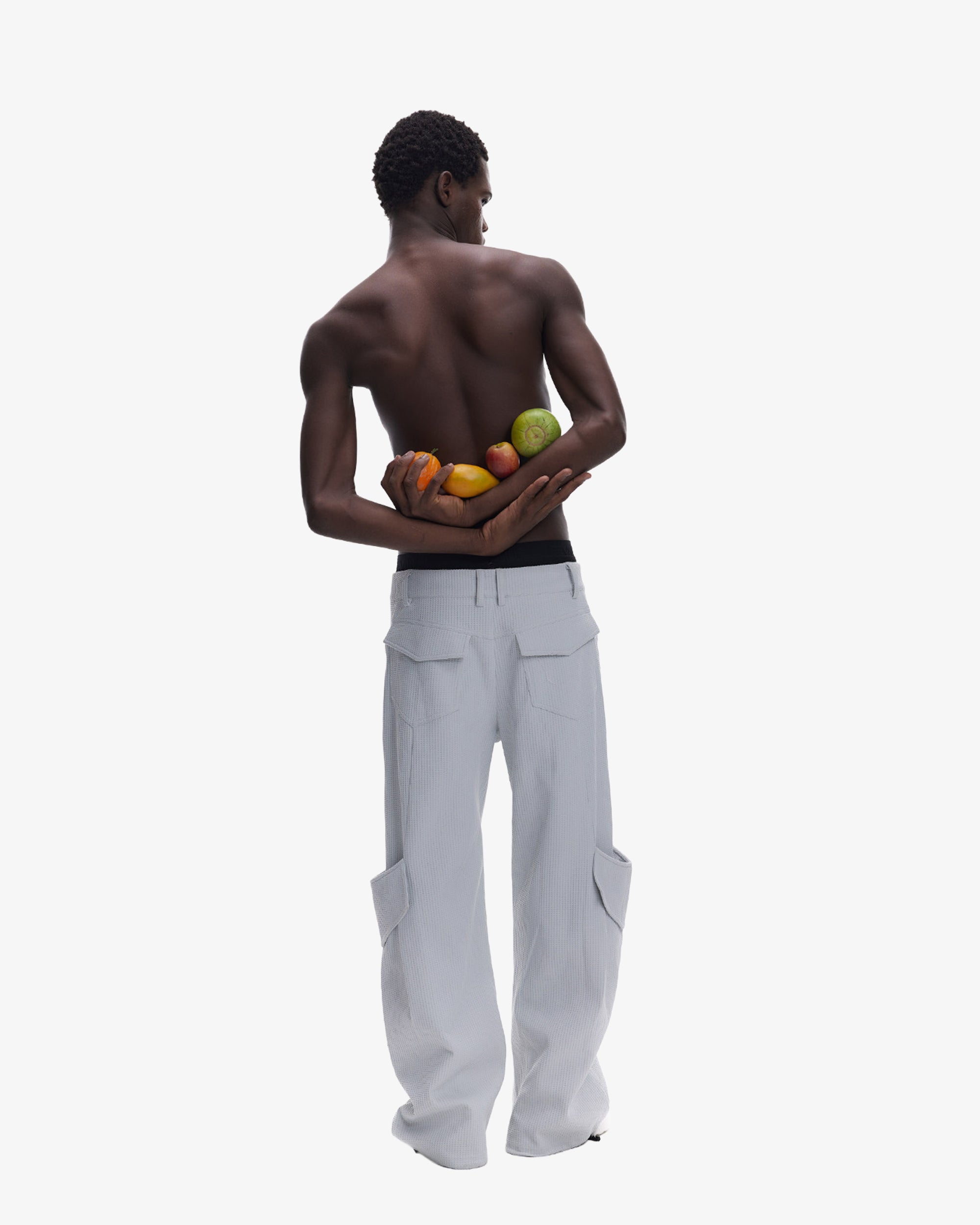 Waffle Textured Futuristic Stretch Cargo Pants