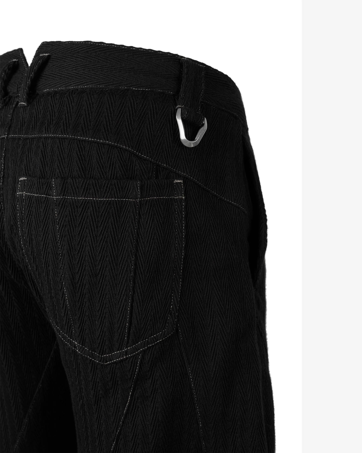 Curved Zipper Pinstripe Linen Trousers