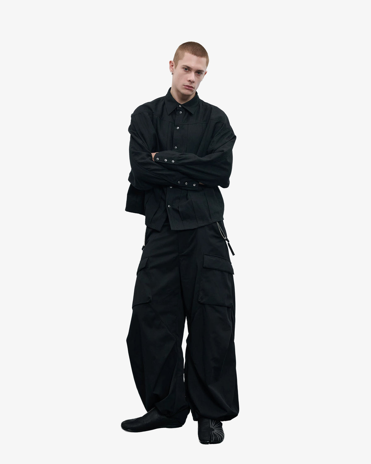 Pleated Wool Blend Overshirt