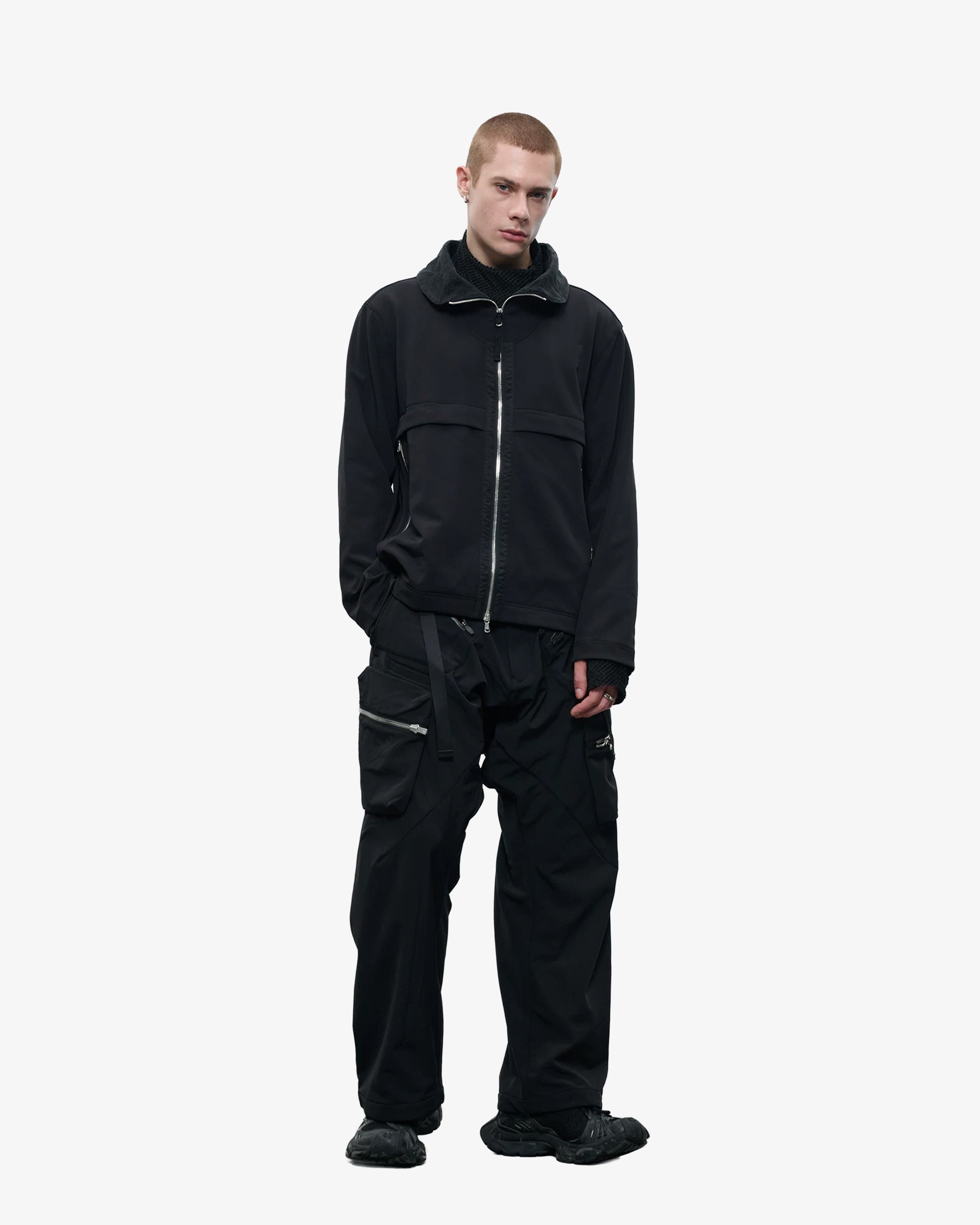 High-Neck Softshell DWR Modular Bucket Hood Jacket