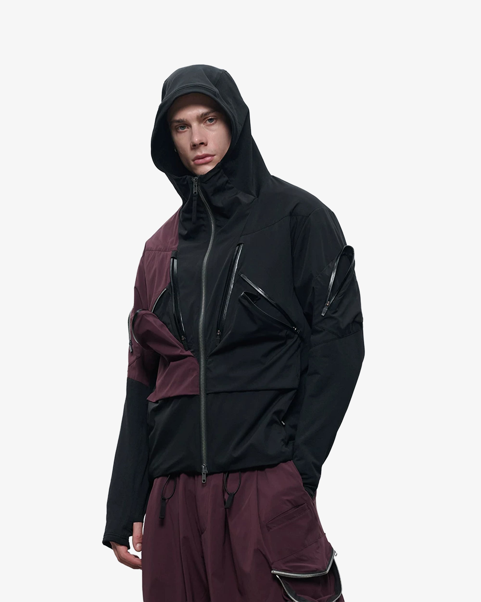 Color-Blocked Technical DWR Hooded Jacket