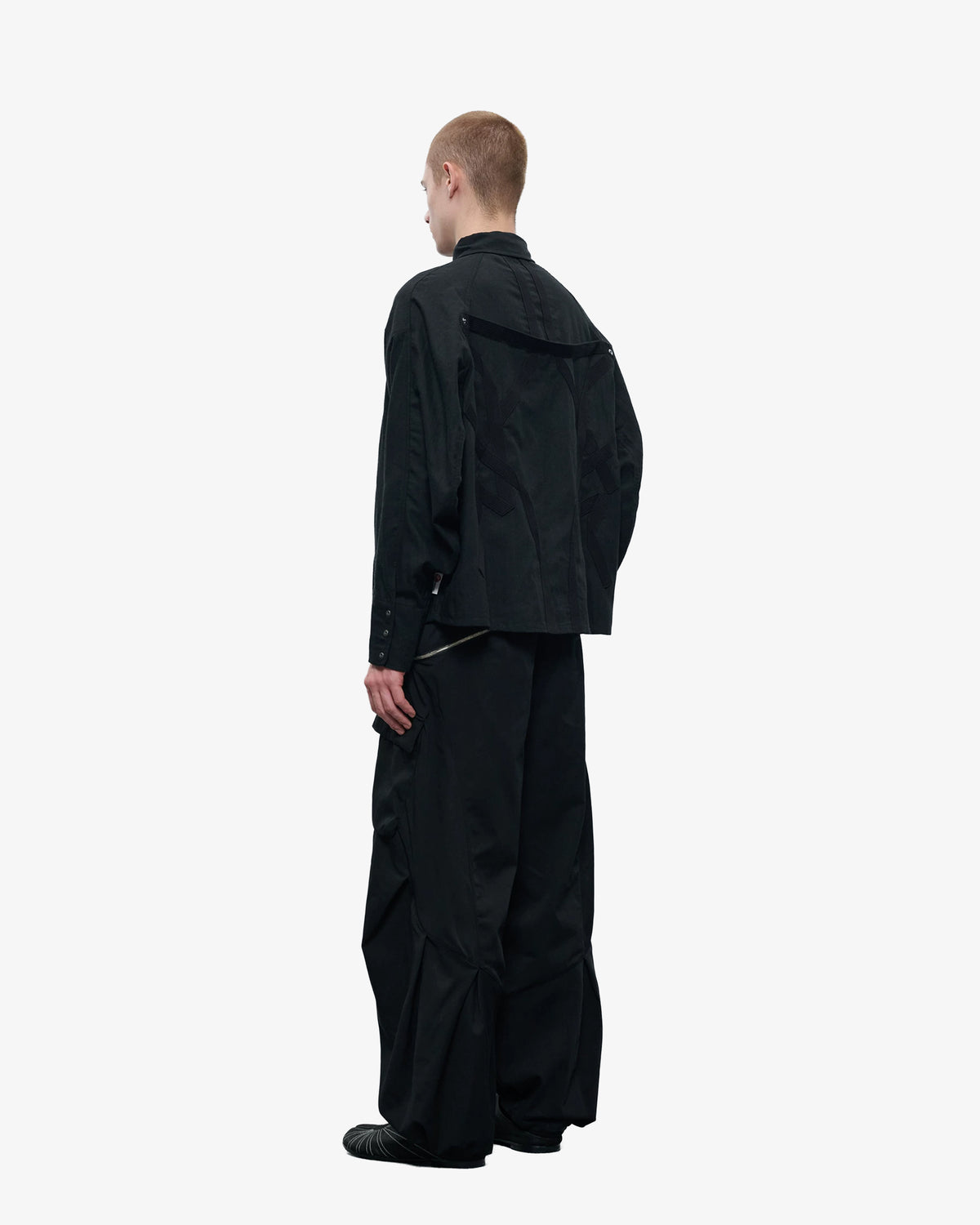 Pleated Wool Blend Overshirt