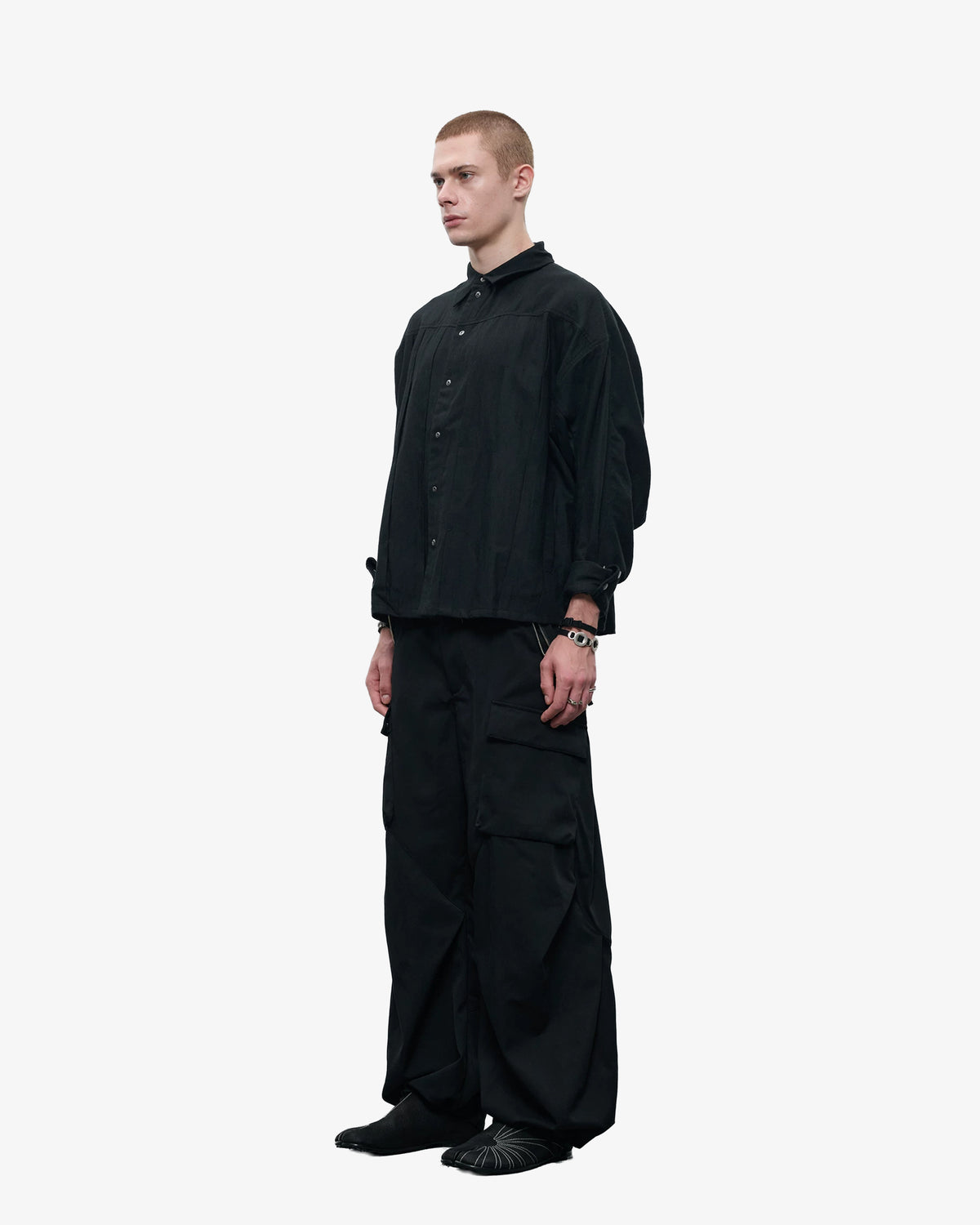 Pleated Wool Blend Overshirt