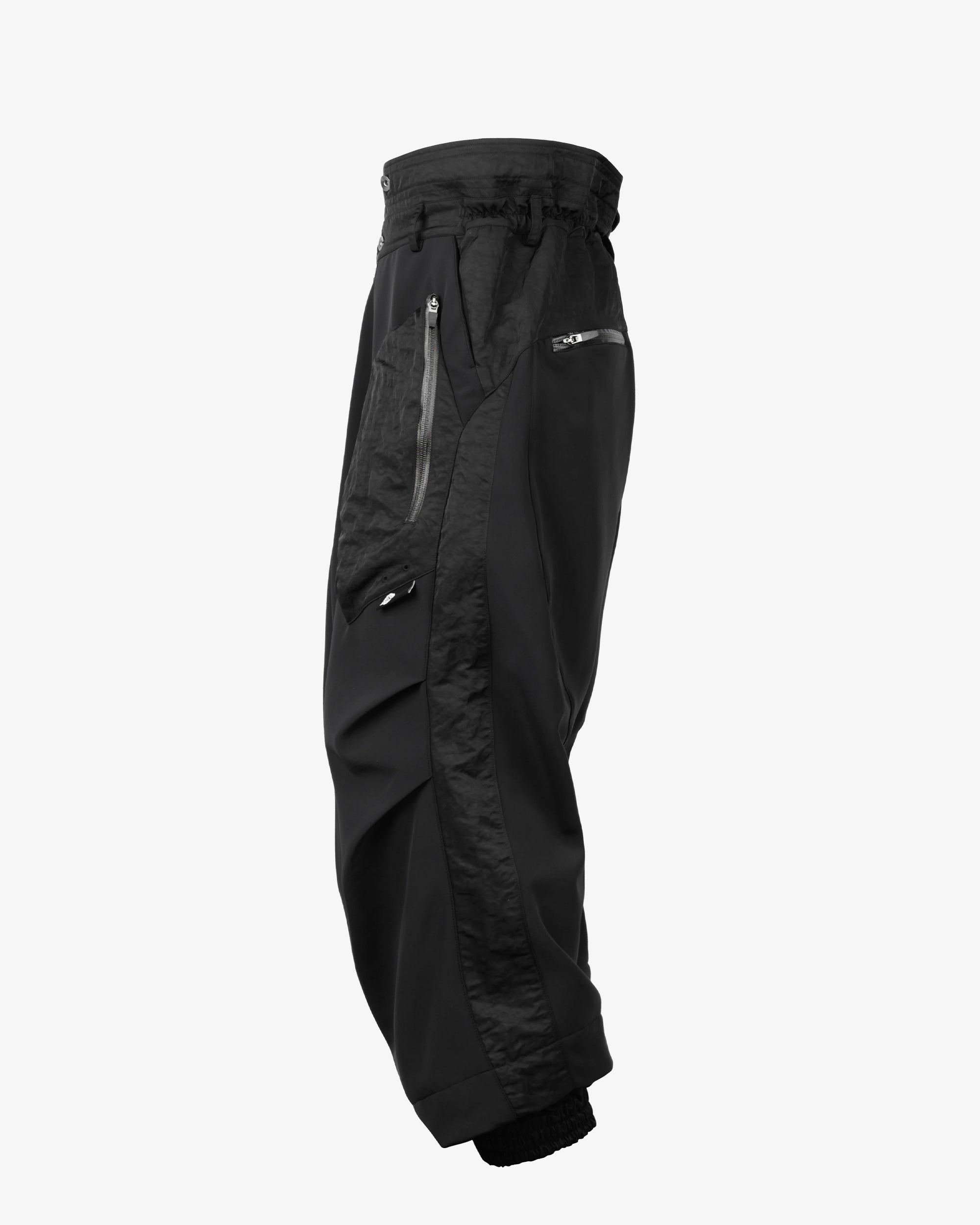 High-Rise Softshell Technical Utility Curved Zipper Cargo Pants