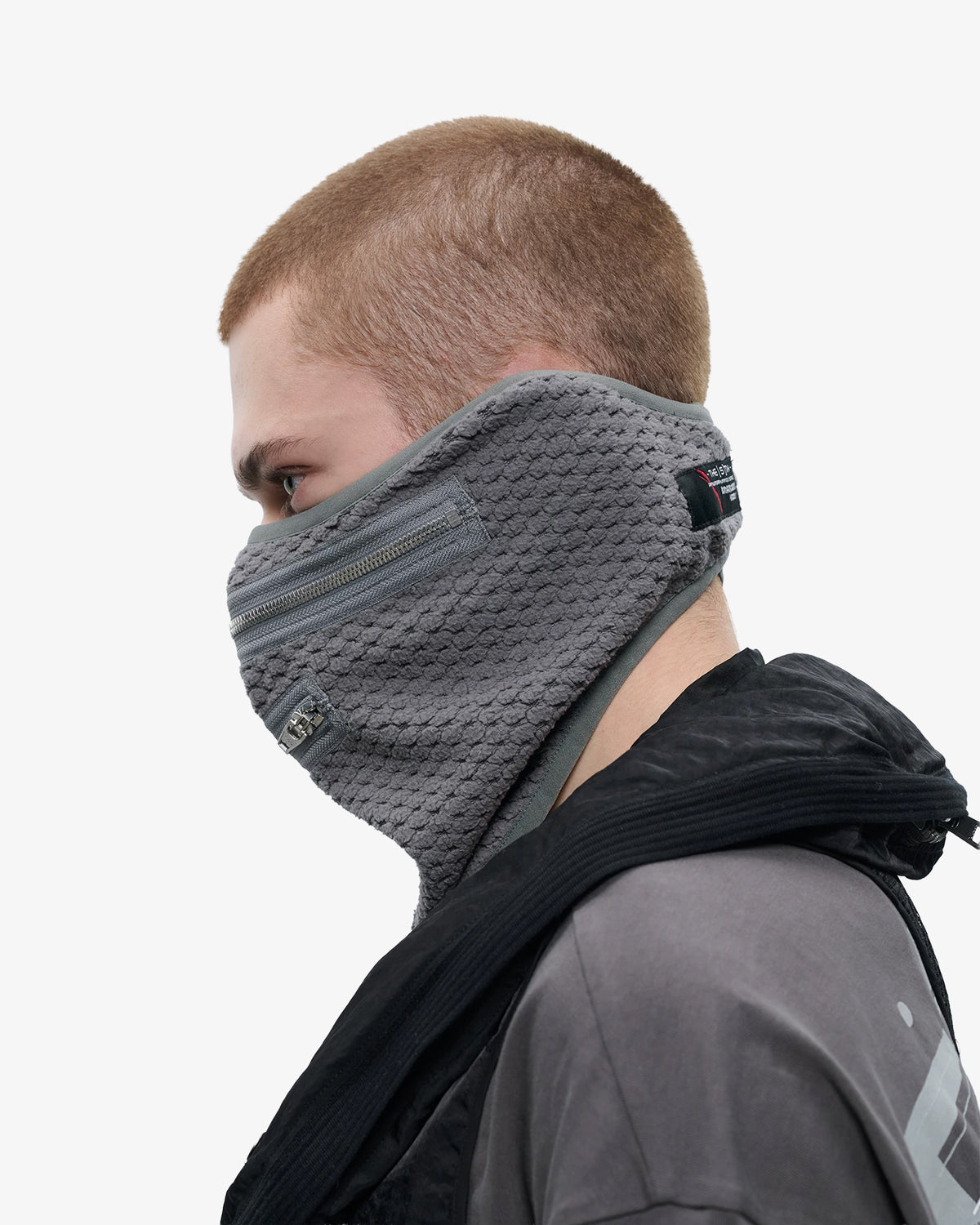 Dual-Zip Grid Fleece Neck Gaiter