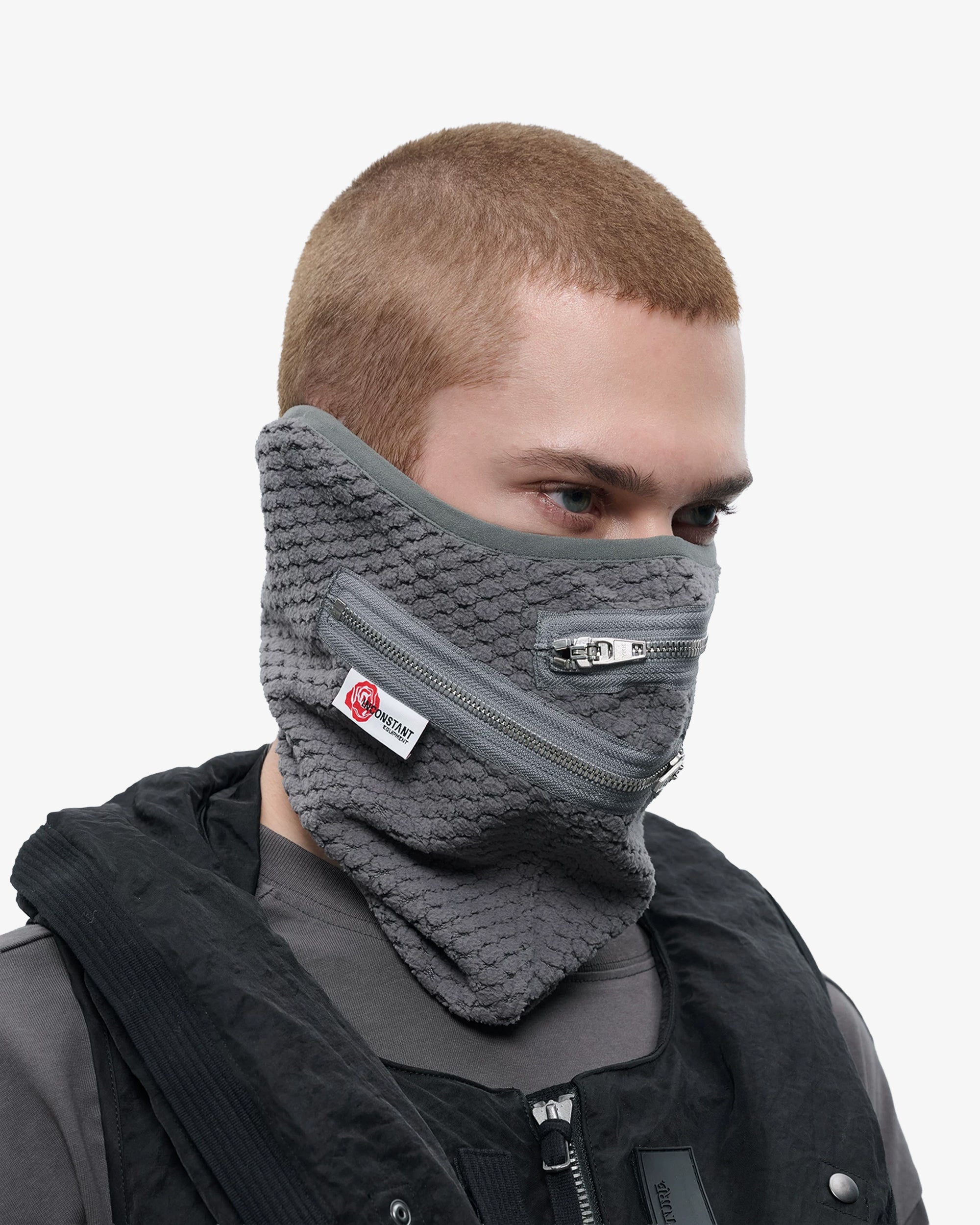 Dual-Zip Grid Fleece Neck Gaiter