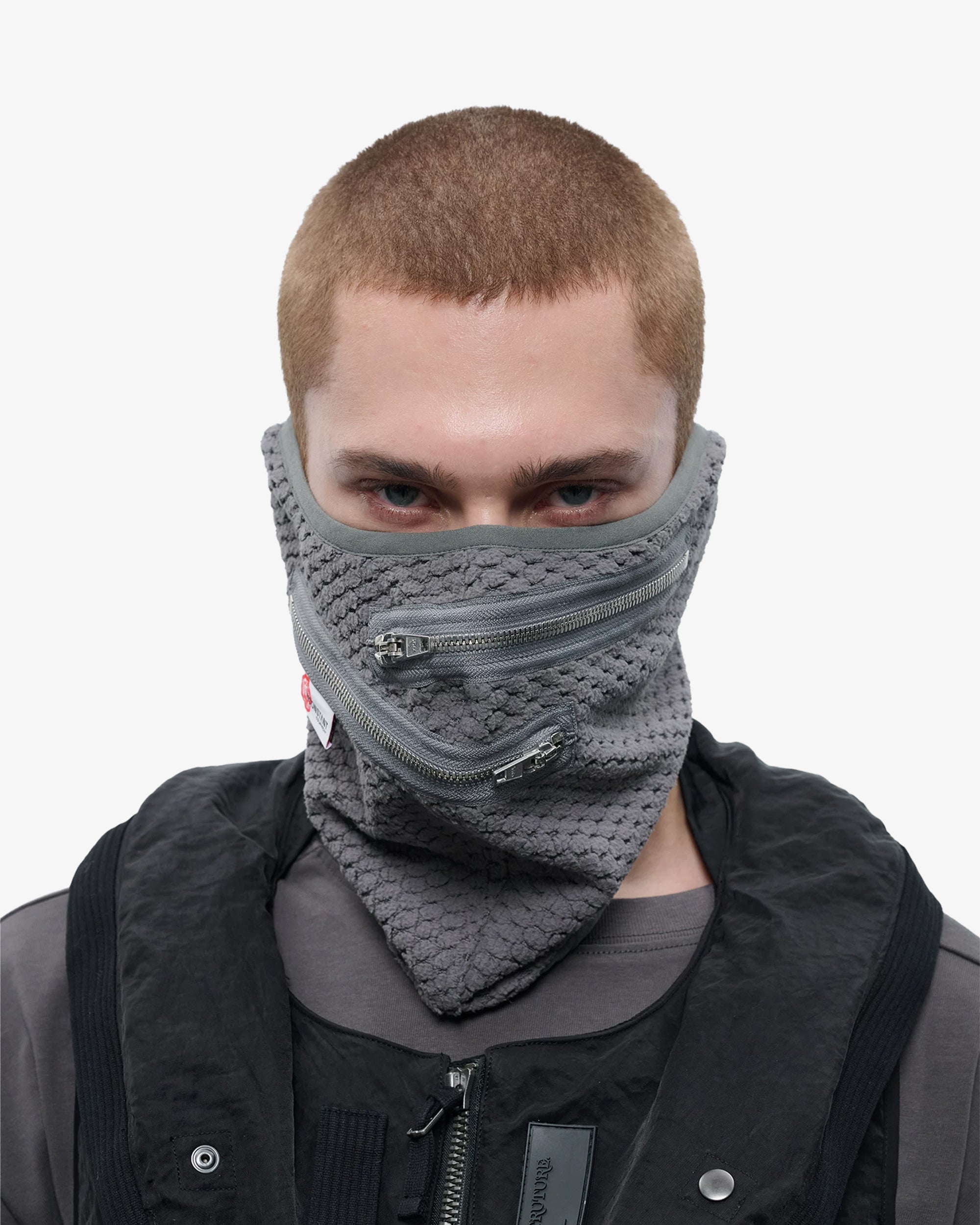 Dual-Zip Grid Fleece Neck Gaiter