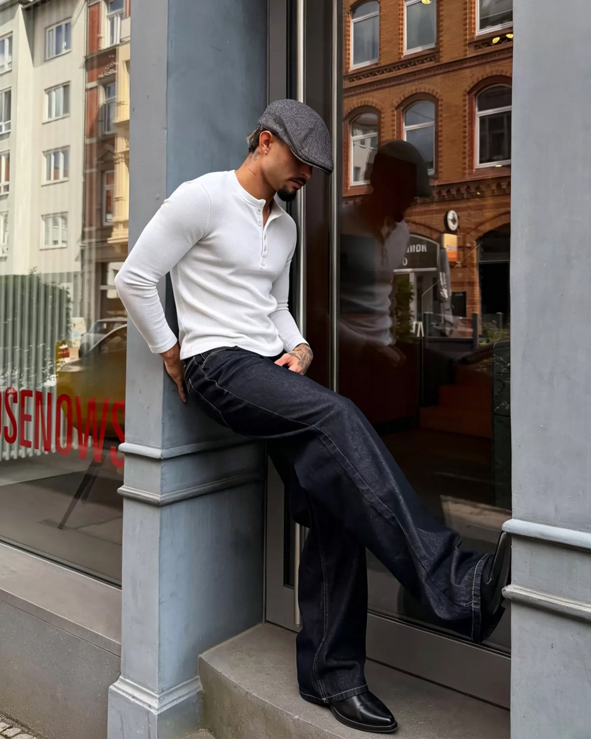 Henley Long Sleeve Fitted Muscle Shirt
