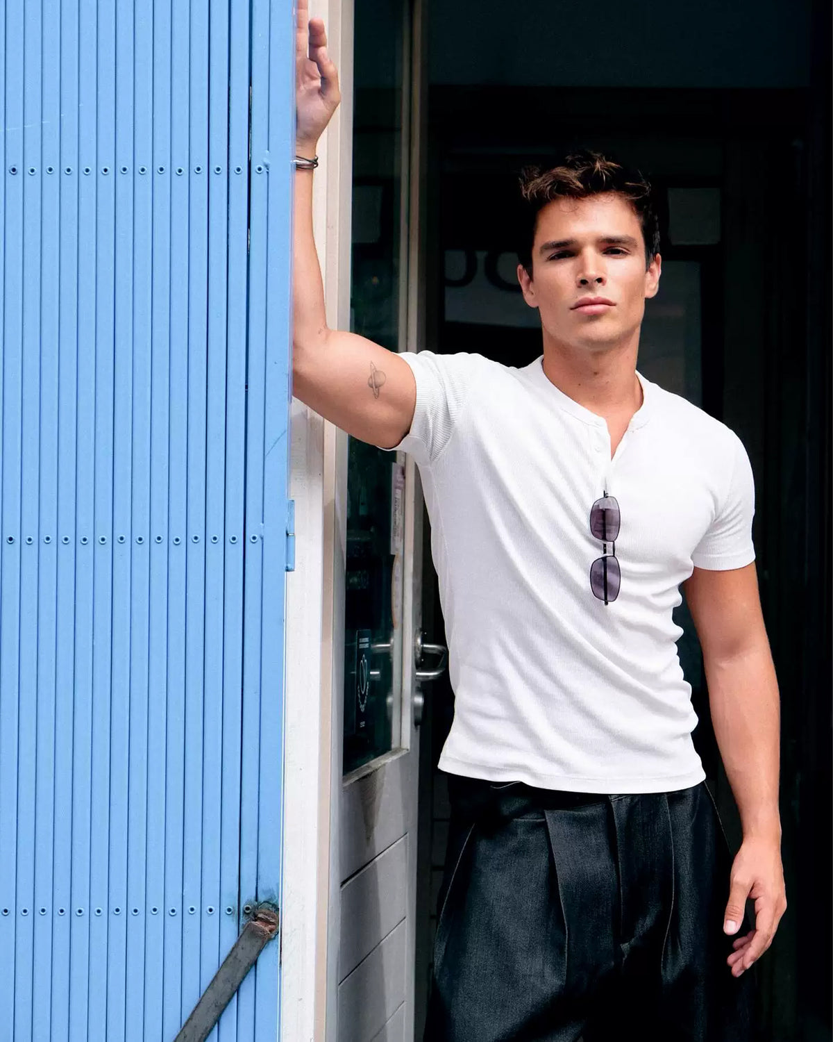 Henley Short Sleeve Muscle Fitted Shirt