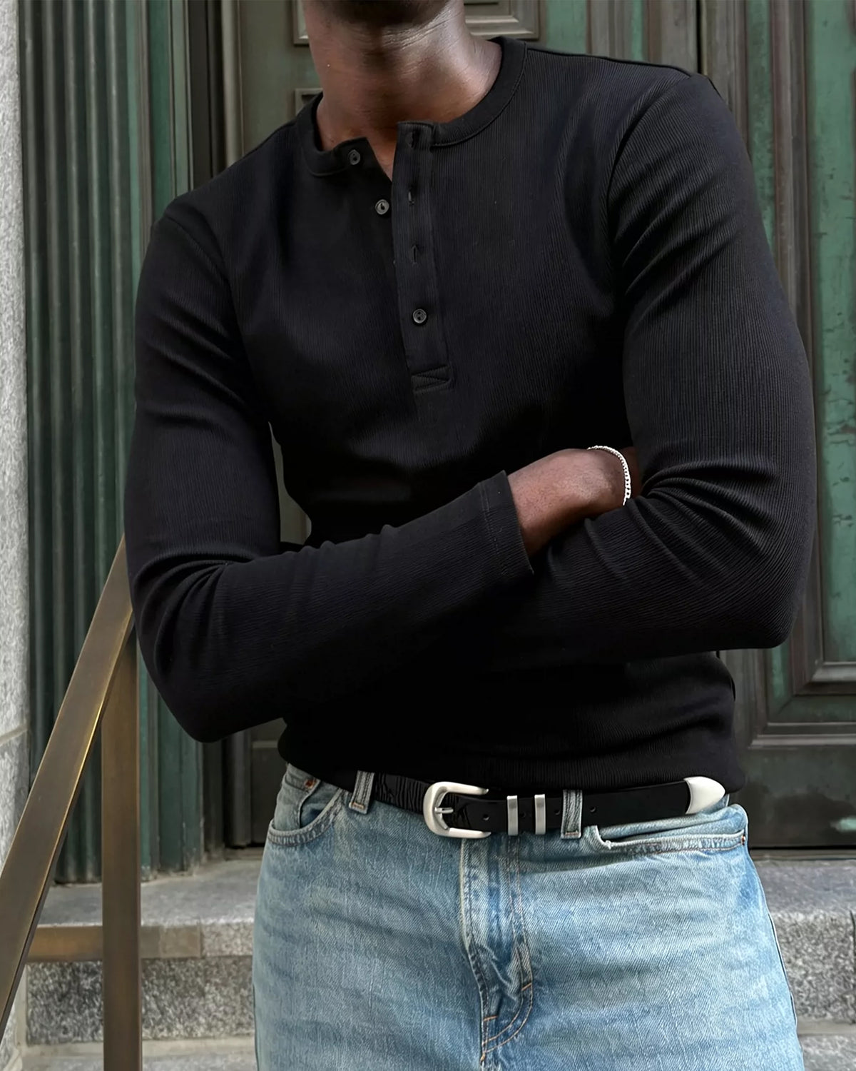 Henley Long Sleeve Fitted Muscle Shirt