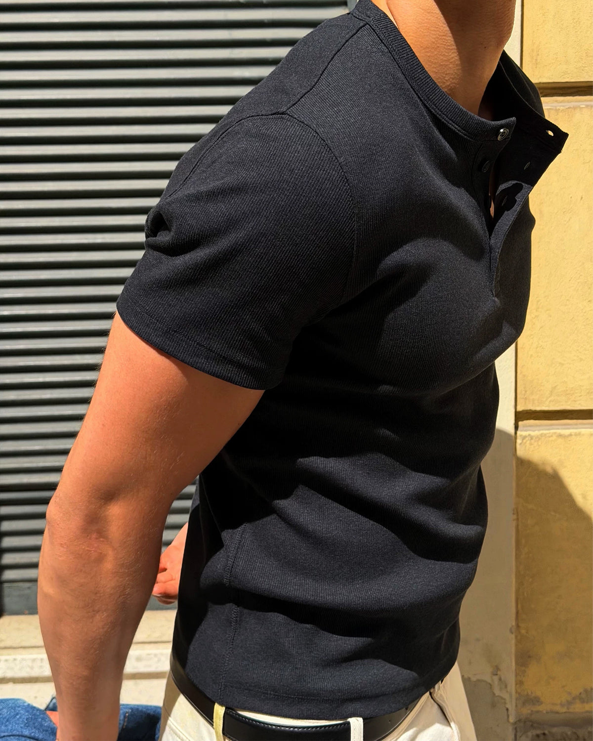 Henley Short Sleeve Muscle Fitted Shirt