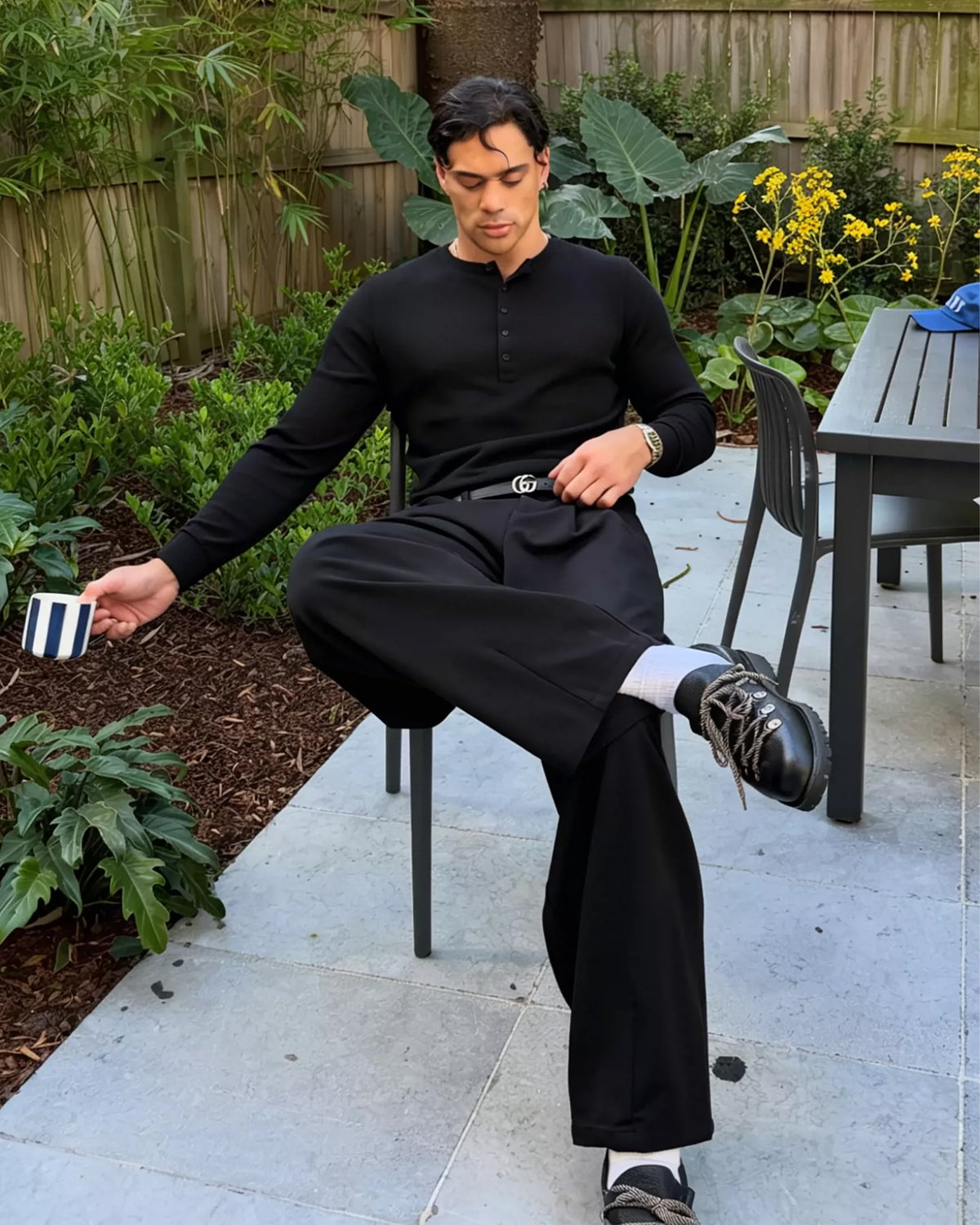 Henley Long Sleeve Fitted Muscle Shirt