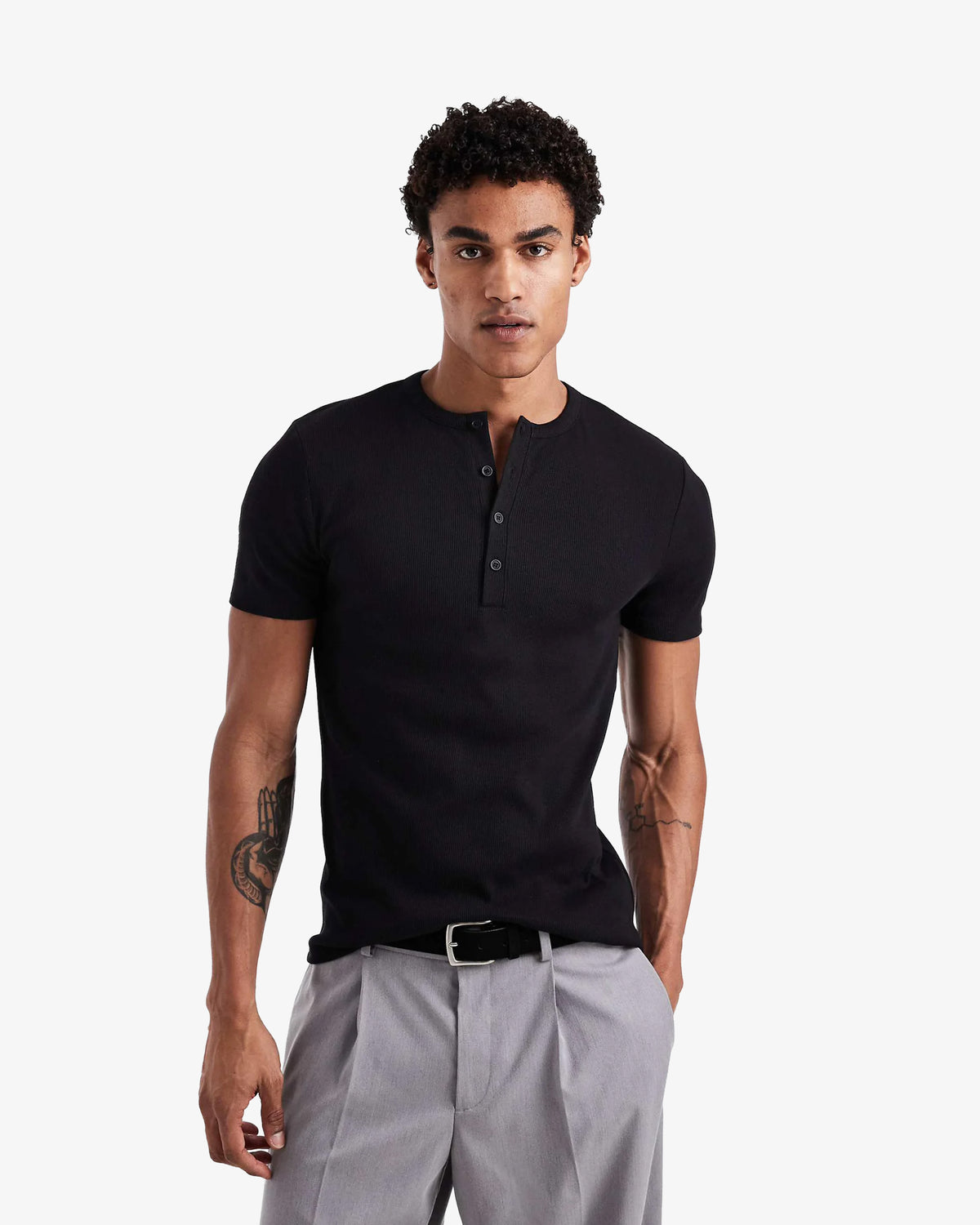 Henley Short Sleeve Muscle Fitted Shirt