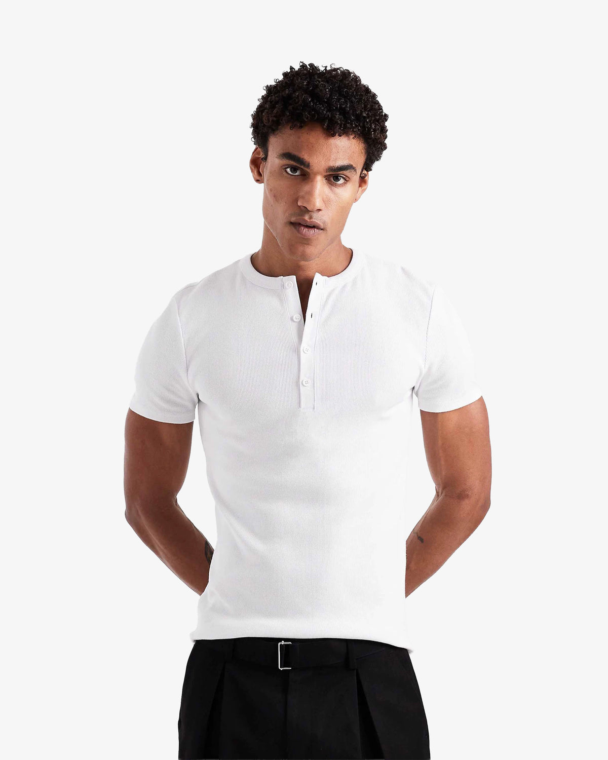 Henley Short Sleeve Muscle Fitted Shirt