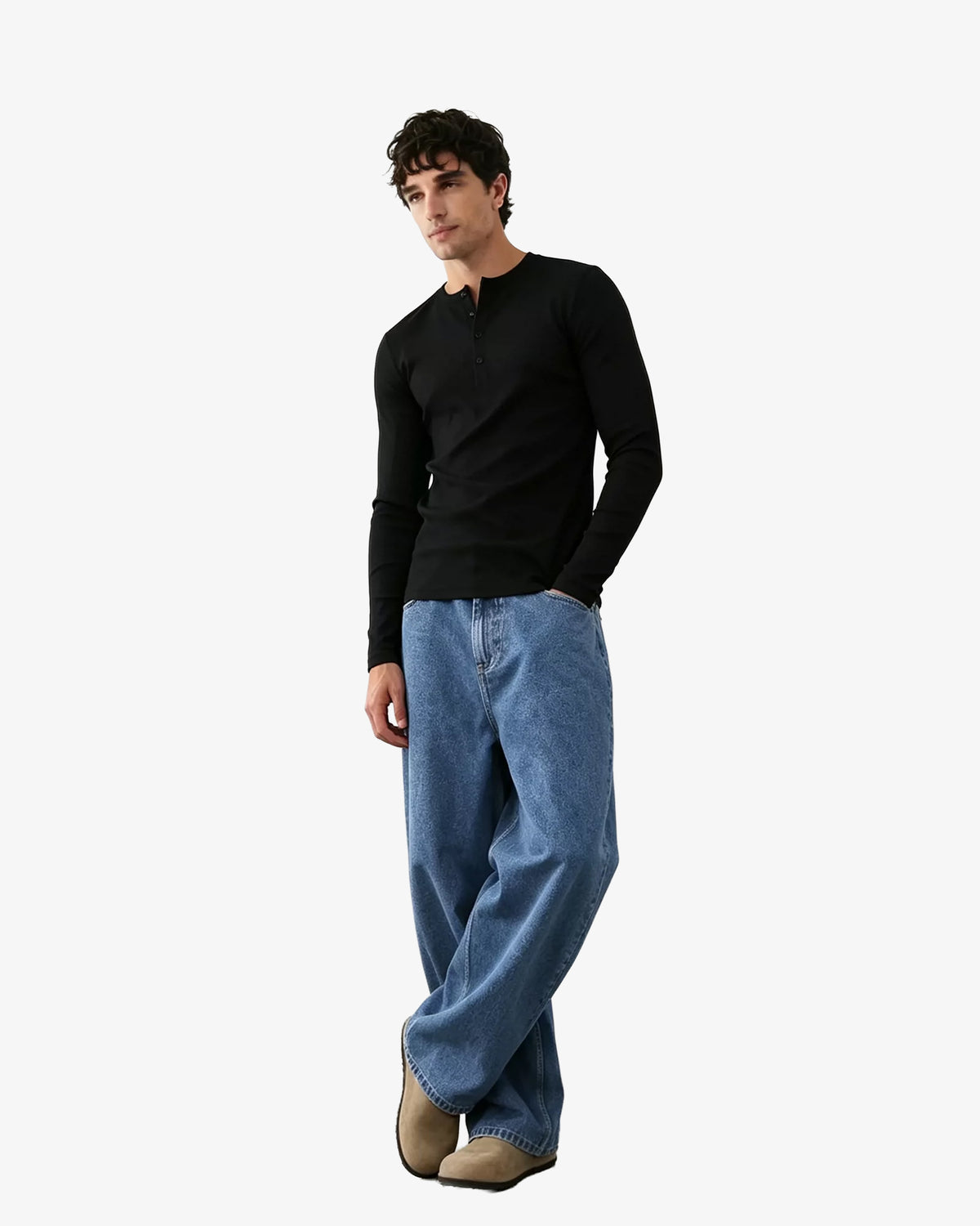 Henley Long Sleeve Fitted Muscle Shirt