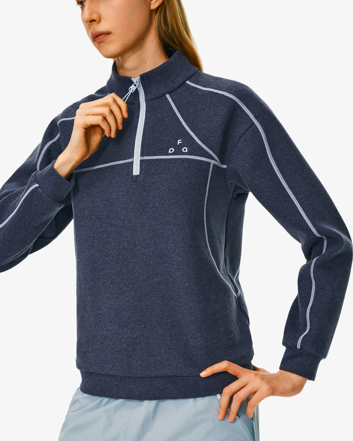 Contrast Stitch Fleece Quarter Zip Pullover
