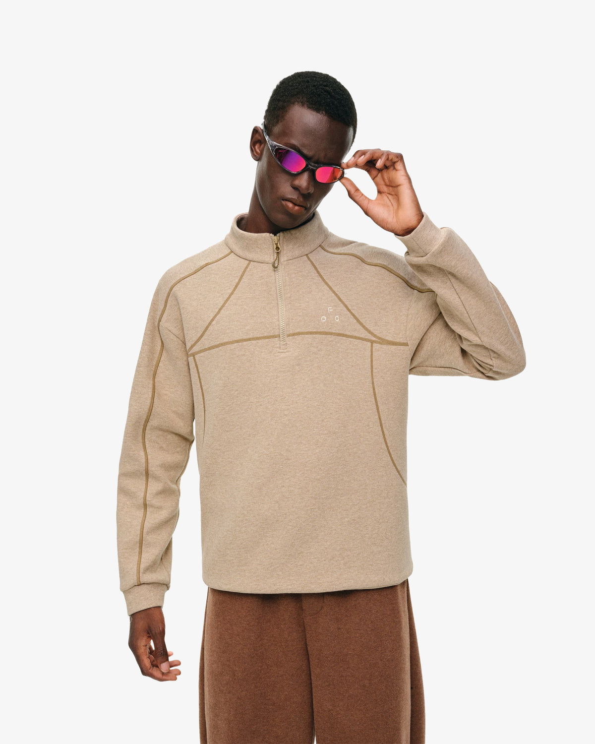 Contrast Stitch Fleece Quarter Zip Pullover