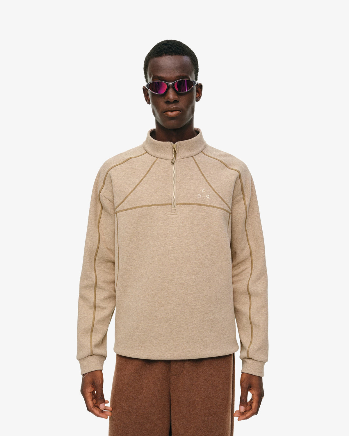 Contrast Stitch Fleece Quarter Zip Pullover