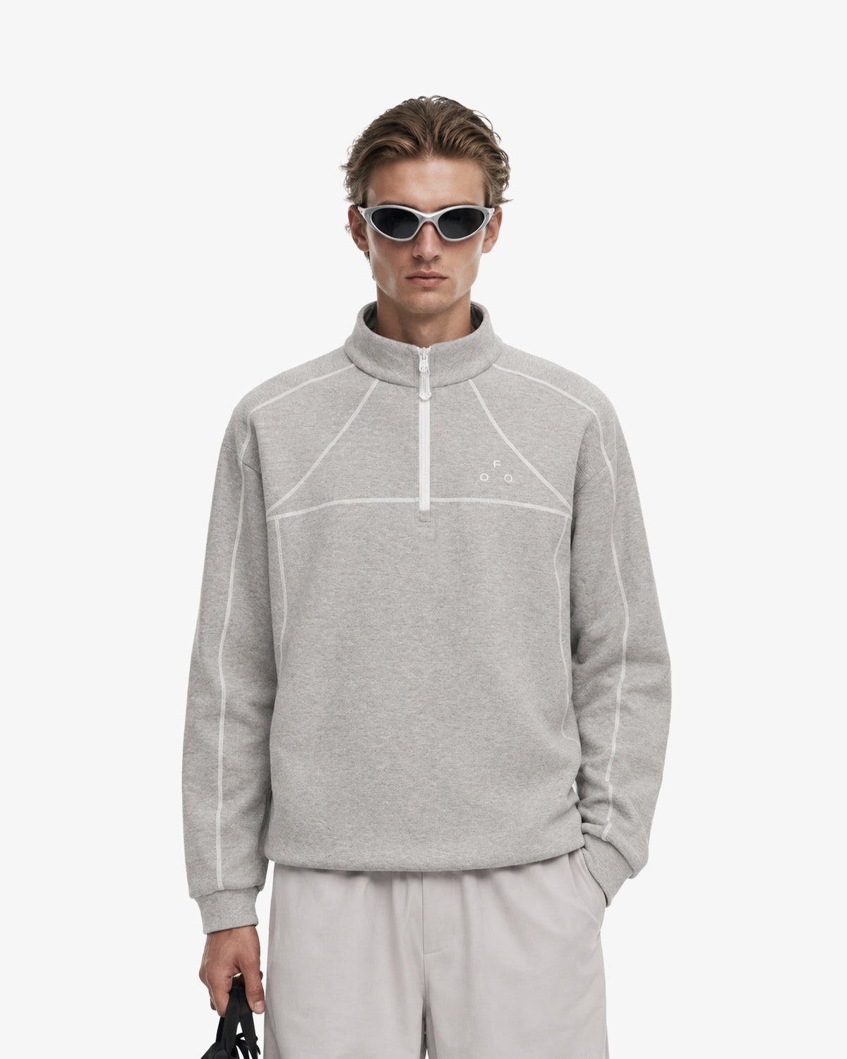 Contrast Stitch Fleece Quarter Zip Pullover