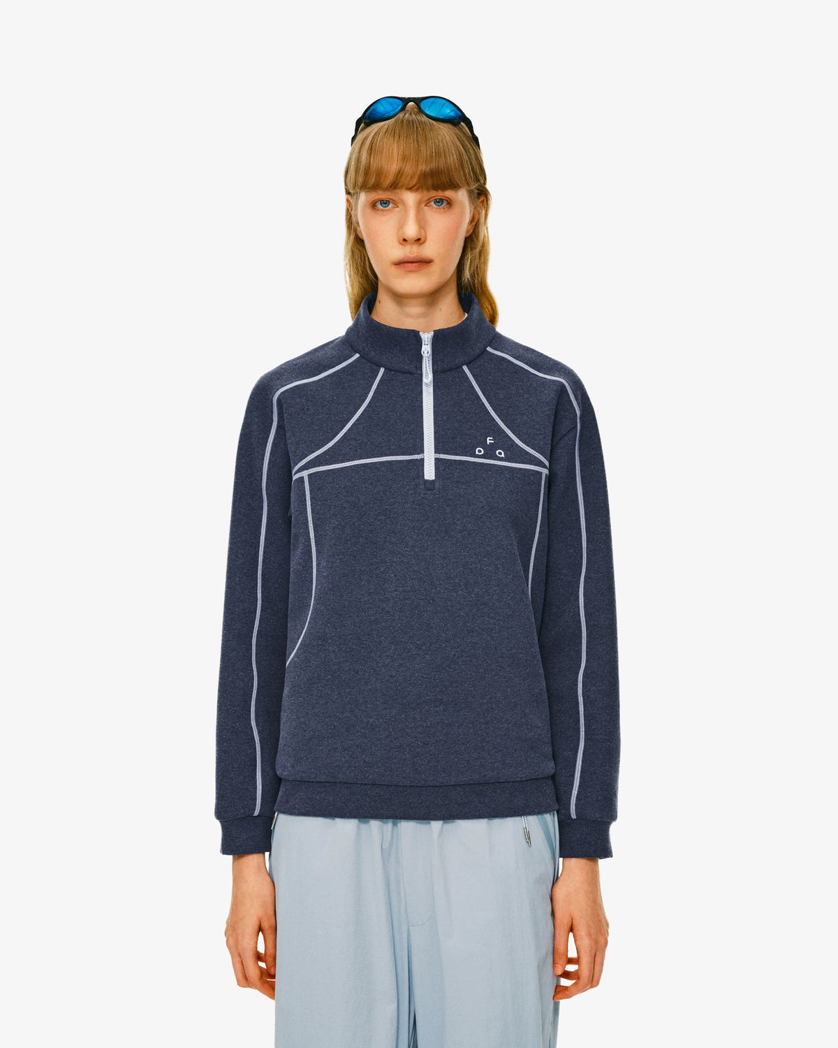 Contrast Stitch Fleece Quarter Zip Pullover