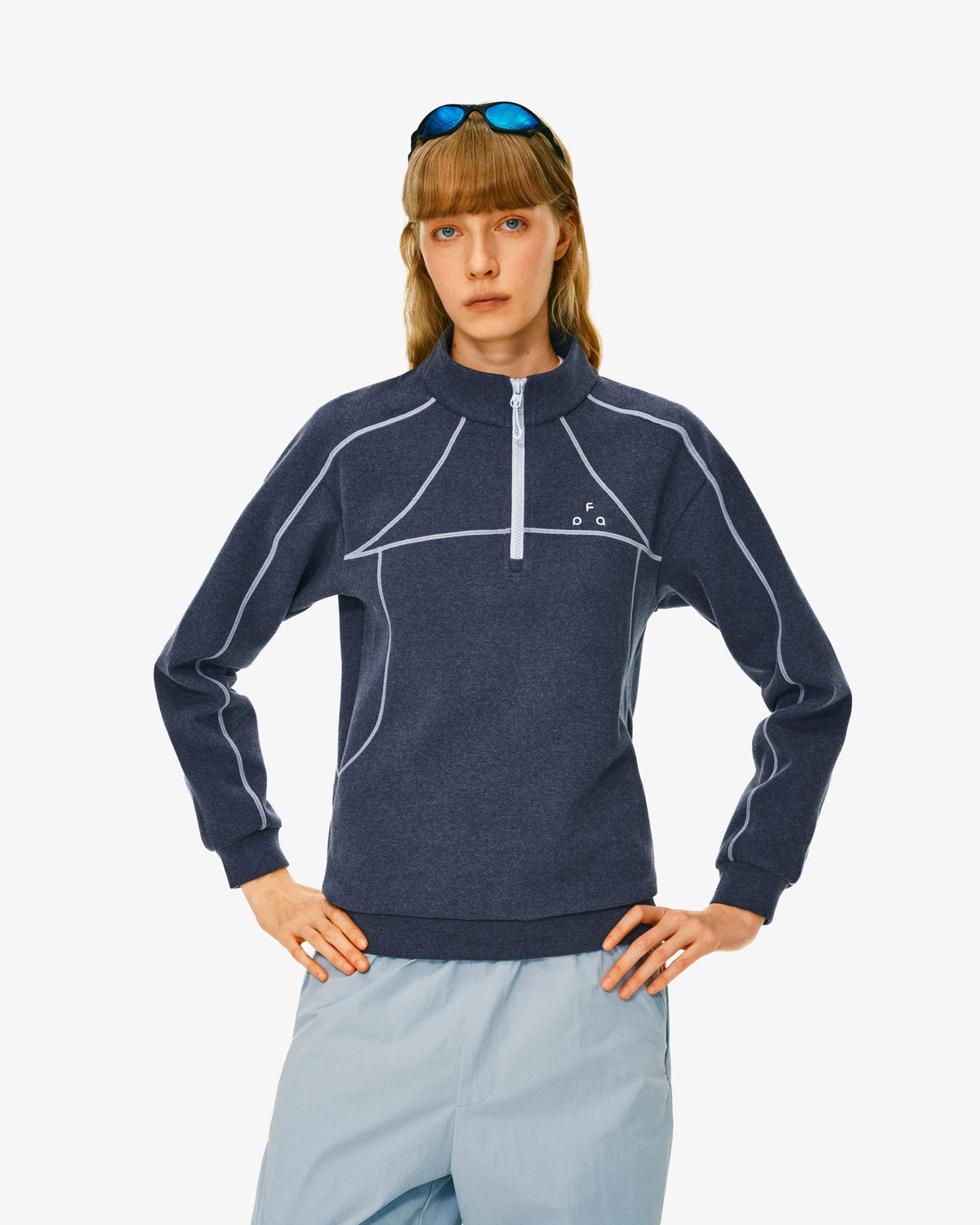 Contrast Stitch Fleece Quarter Zip Pullover